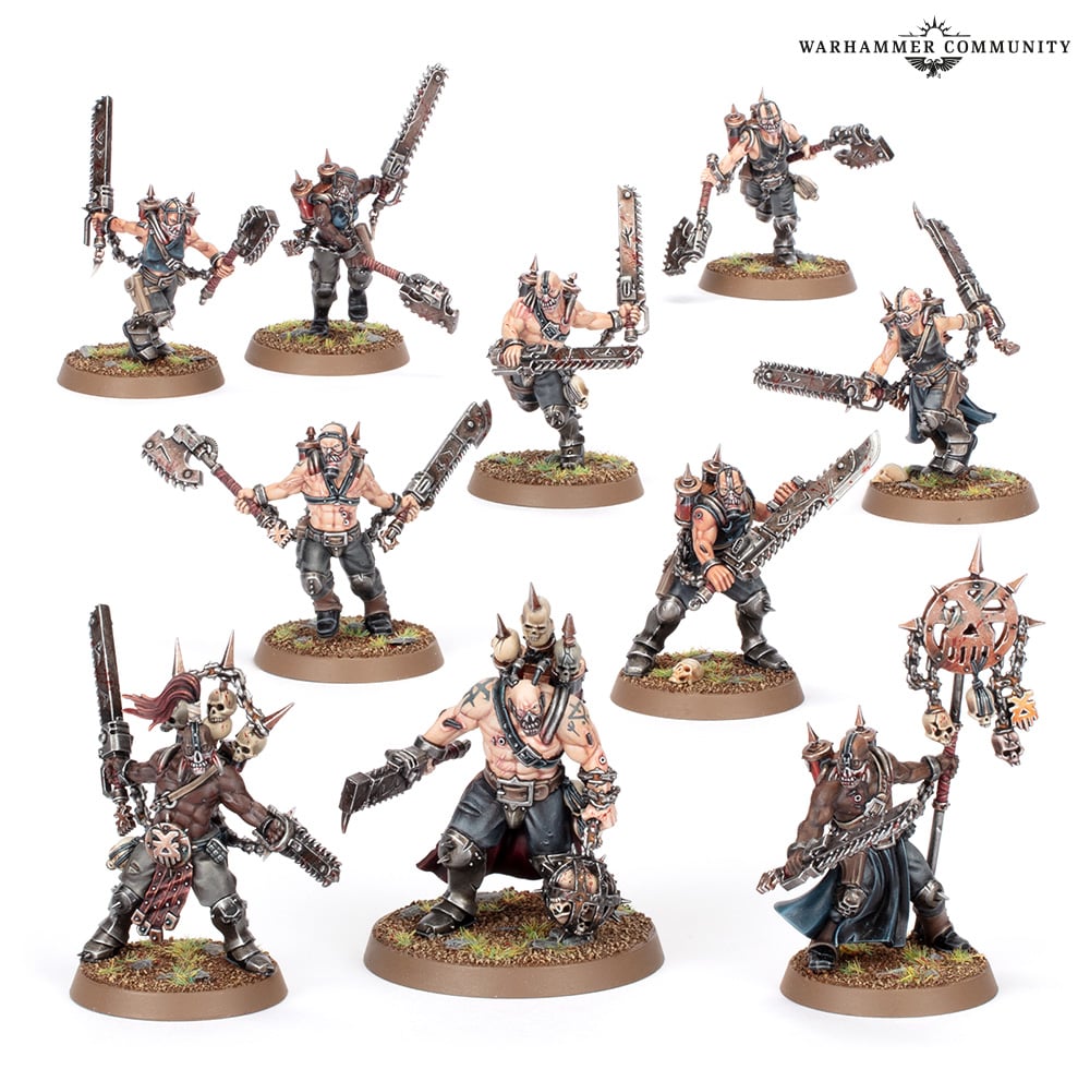 An image of the Warhammer 40K World Eaters Jakhals, lightly-clad ferocious warriors